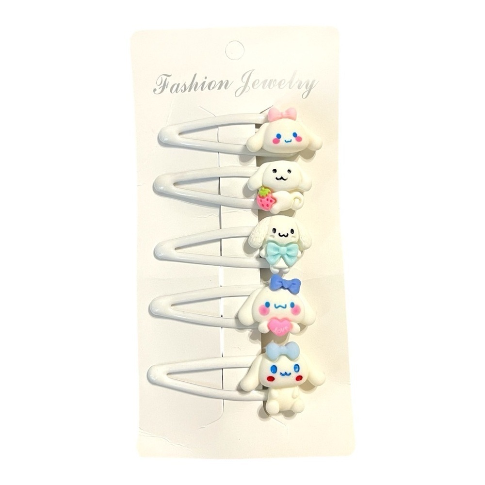 Cute Kawaii White Hair Clips Set (4 Clips) - Cinnamoroll-Inspired